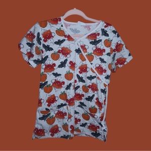 Halloween Allover Print V-neck Top